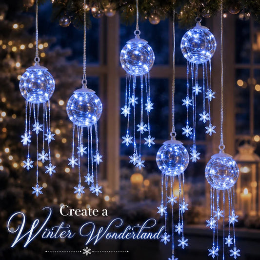 ⏳ Last Day 49% OFF – ❄️ Icy Glow Hanging OrnamentTM | Crystal-Style Globe with Cascading Snowflakes & Dreamy Icy Blue LED Glow for Christmas Trees, Windows & Cozy Winter Décor 💎