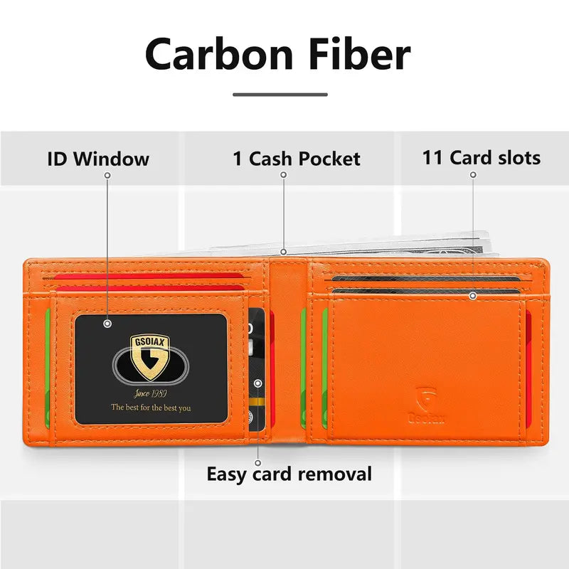 Rfid Blocking Leather & Carbon Fiber Credit Card Holder
