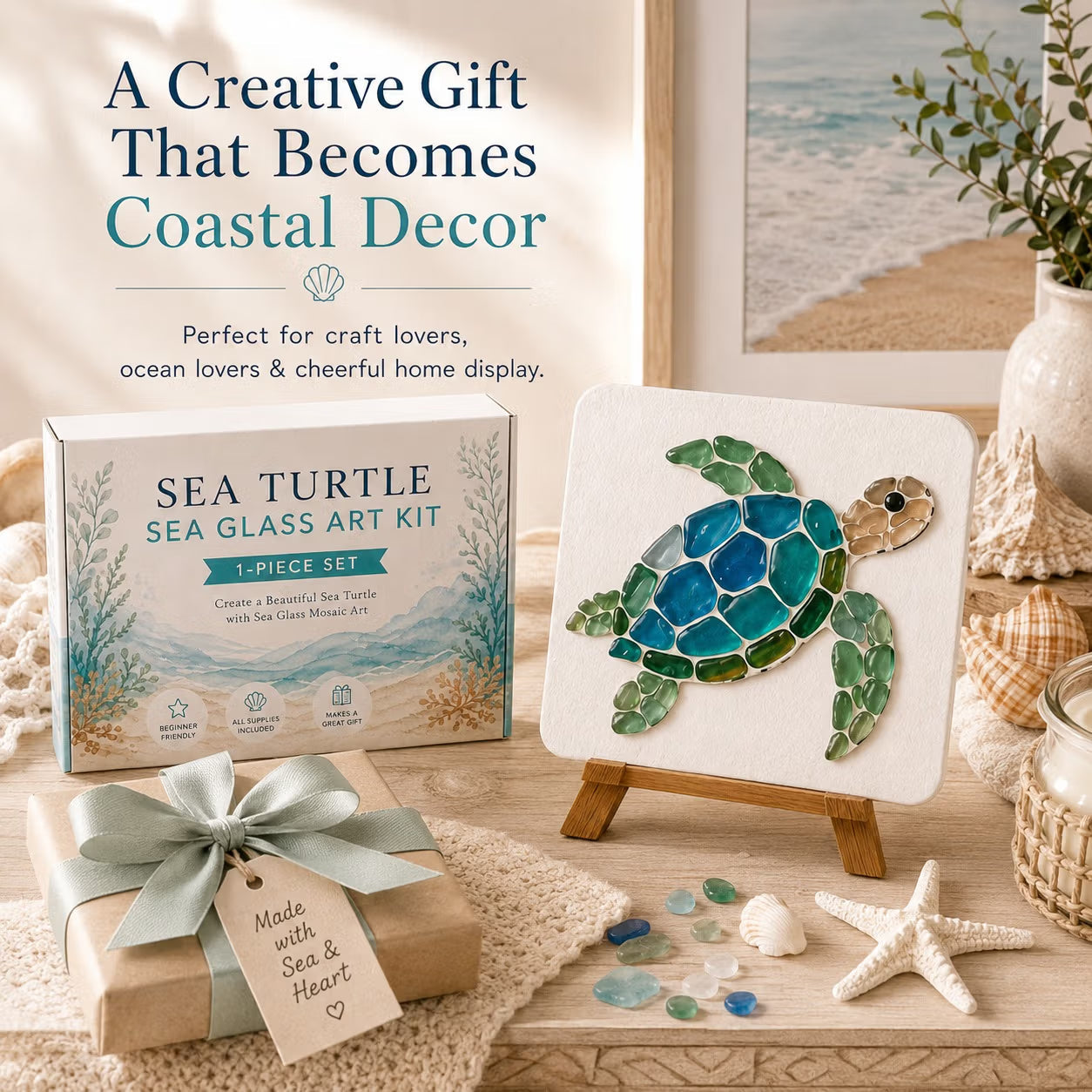 🔥Last Day 50% OFF - 🌊 DIY Sea Glass Mosaic Art Kit – Create Beautiful Ocean-Inspired Artwork with Colorful Glass Pieces, Coastal Home Decor & Creative Handmade Gift