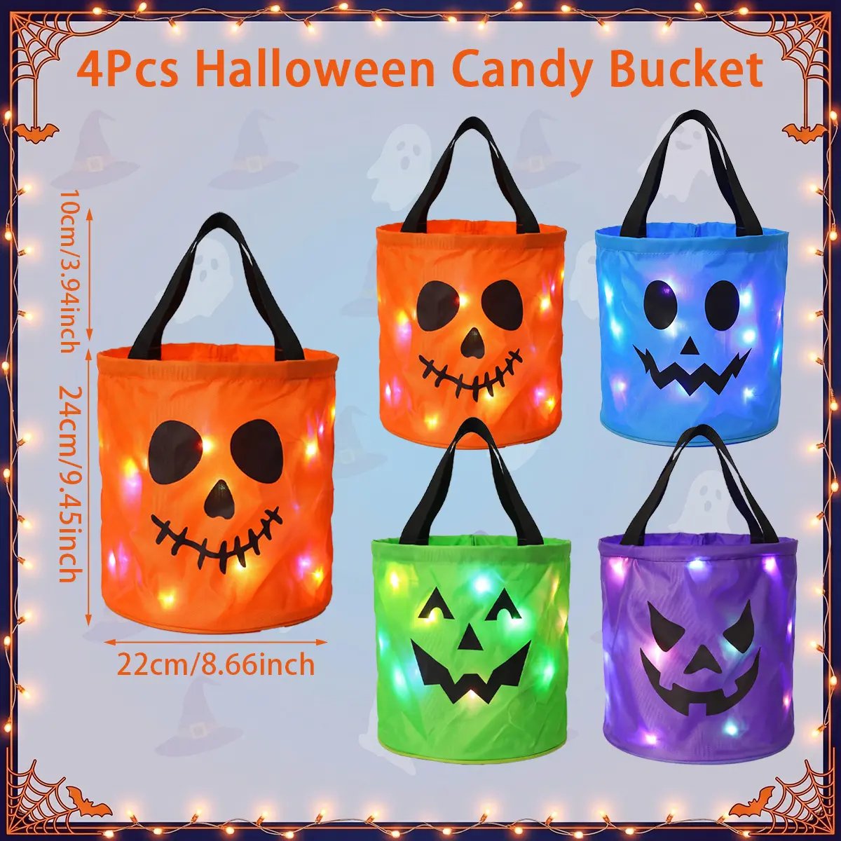 🏆Flash Sale⚡ 50K+ SOLD! Almost Gone-💥Halloween Candy Bucket with LED Lights