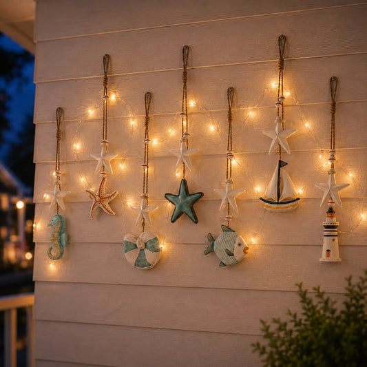 🌊✨ Wandbehänge „Seaside Glow“ – 7er-Set 🏡💙 Holen Sie sich den ruhigen Charme der Küste in Ihr Zuhause 🌴🐚