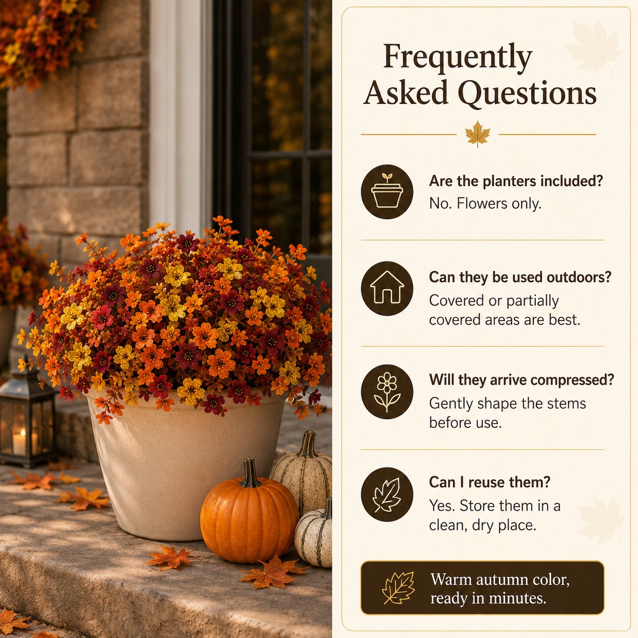🔥Last Day 50% OFF - 🍂 Fall Porch Faux Flower Bundles